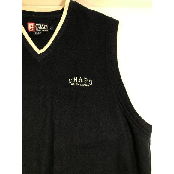 Chap Ralph Lauren Embroidered Navy-White Ring Trim Pullover Vest Men Large - Picture 2 of 11